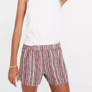 Madewell Rainbow Multicolored Striped Linen Blend Pull On Shorts Sz XXS